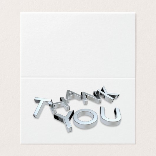 Eenvoudige zilveren en witte mini-bedankkaarten kaart (Buitenkant ongevouwen)