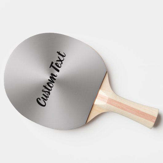 Eenvoudige zilveren en zwarte cursieve scripttekst tafeltennisbatje (Zijkant)