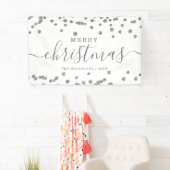 Eenvoudige zilveren Feestdagen voor kerstmis Glitt Spandoek (Insitu)