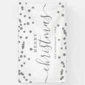 Eenvoudige zilveren Feestdagen voor kerstmis Glitt Spandoek (Verticaal)