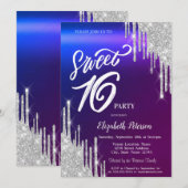 Eenvoudige Zilveren Glitter Drips Ombre Sweet 16 Kaart (Voorkant / Achterkant)