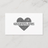 Eenvoudige Zilveren Glitter Hart Vorm Zwart Wit Ch Visitekaartje (Voorkant)