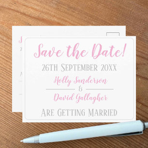 Eenvoudige Zilveren Grijs & Witte 'Save the Date'  Briefkaart