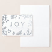Eenvoudige zilveren JOY-vakantiecaarten | Echte Fo Folie Kaarten (Display)