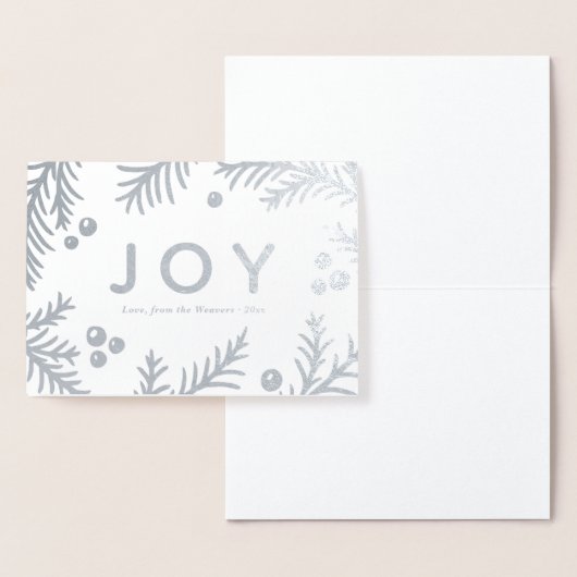 Eenvoudige zilveren JOY-vakantiecaarten | Echte Fo Folie Kaarten (Display)