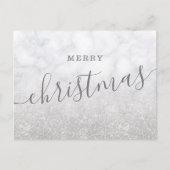 Eenvoudige, zilveren kerstFeestdagen Glitter Marbl Feestdagenkaart (Voorkant)