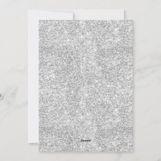 Eenvoudige Zilveren Kerstmis Feestdagen Glitter Na Feestdagenkaart (Achterkant)