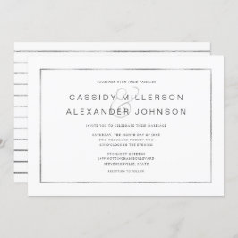 Eenvoudige zilveren lijst bruiloft uitnodigingen