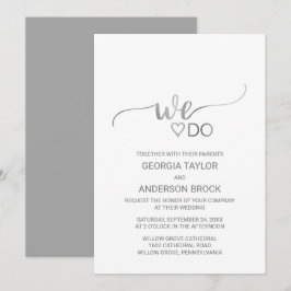 Eenvoudige zilveren oliescalligrafie "We do" bruil Kaart