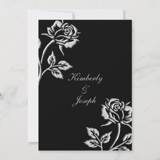 Eenvoudige Zilveren Roos Save The Date (Achterkant)