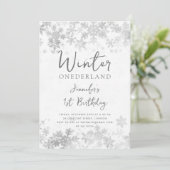 Eenvoudige Zilveren Winter ONEDERLAND 1e Verjaarda Kaart (Staand voorkant)
