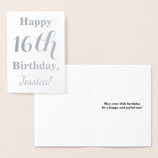 Eenvoudige zilverfolie 16e verjaardag + aangepaste folie kaarten (Display)