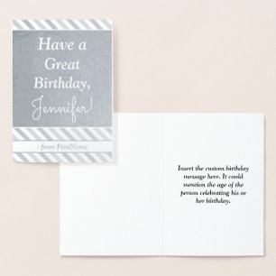 Eenvoudige zilverfolie "Have a Great Birthday" Kaa Folie Kaarten