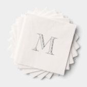 Eenvoudige zilverfolie Monogram Papieren Servet (Insitu (Gestapeld))