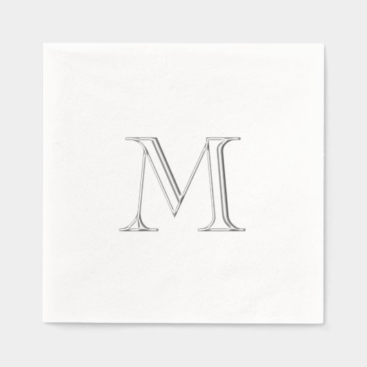 Eenvoudige zilverfolie Monogram Papieren Servet (Voorkant)