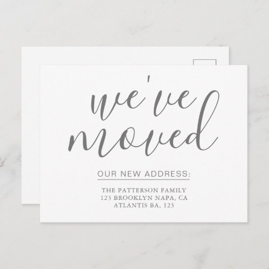 Eenvoudige zilvergrijze kalligrafie die we hebben  aankondigingskaart (Voorkant / Achterkant)