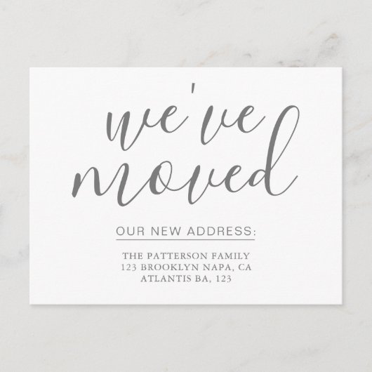 Eenvoudige zilvergrijze kalligrafie die we hebben  aankondigingskaart (Voorkant)