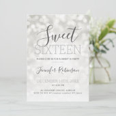 Eenvoudige Zilverige 16-jarige Sparkly Lights Kaart (Staand voorkant)