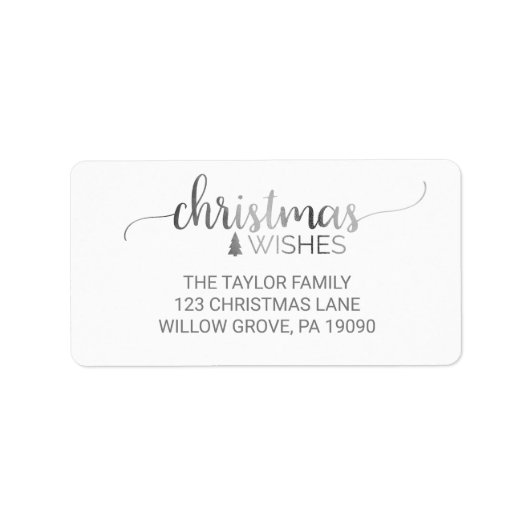 Eenvoudige zilverkalligrafie kerst etiket (Voorkant)
