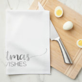 Eenvoudige zilverkalligrafie kerst theedoek (Quarter Fold)