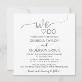 Eenvoudige zilverkalligrafie "We do"-plechtige bru Kaart (Voorkant)