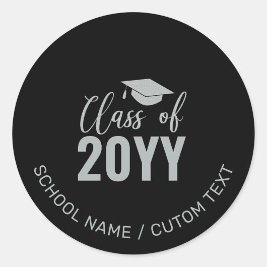 Eenvoudige zilverklasse van 2022 Graduation Party Ronde Sticker (Voorkant)