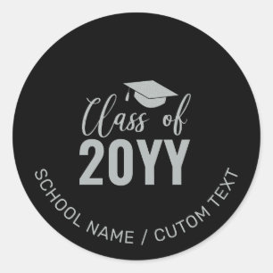 Eenvoudige zilverklasse van 2022 Graduation Party  Ronde Sticker