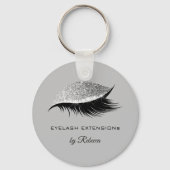 Eenvoudige zilverkleurige glyelash Glitter Sparkle Sleutelhanger (Voorkant)