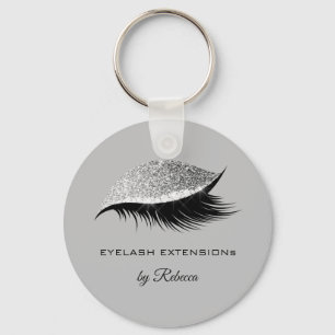 Eenvoudige zilverkleurige glyelash Glitter Sparkle Sleutelhanger