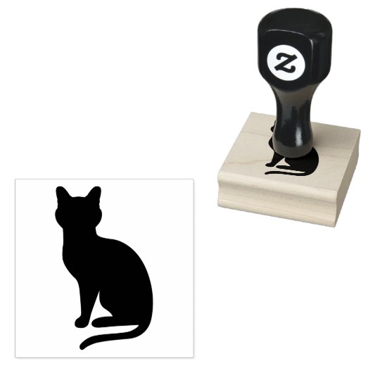Eenvoudige zittende kat silhouet vorm rubberstempel (Gestempeld)