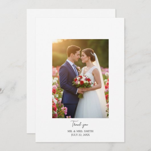 Eenvoudige zoete bruiloft Flat Custom Dank u kaart (Voorkant / Achterkant)