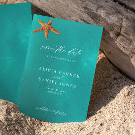 Eenvoudige zomer oceaan strand bestemming bruiloft save the date