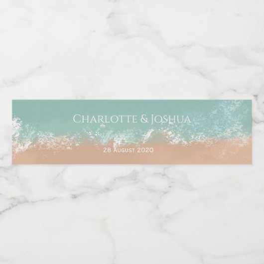 Eenvoudige zomer strand bruiloft cadeautjes waterfles etiket (Enkel label)