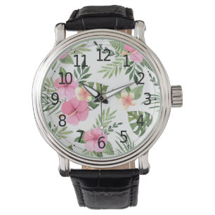 Eenvoudige zomer tropische bloemen   MANNEN Horloge