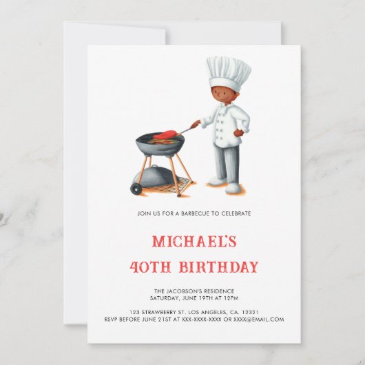 Eenvoudige zomerbarbecue 40e verjaardag kaart (Voorkant)