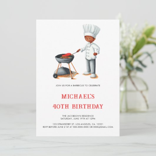 Eenvoudige zomerbarbecue 40e verjaardag kaart (Staand voorkant)