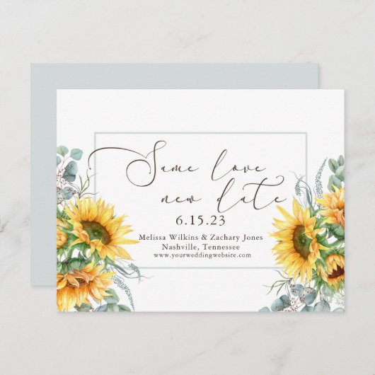 Eenvoudige zonbloem Zelfde liefde Nieuwe Datum Save The Date (Voorkant / Achterkant)