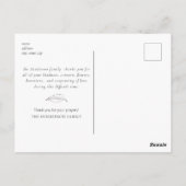 Eenvoudige zonnebloem B/W Funeral Hartelijk dank Briefkaart (Achterkant)