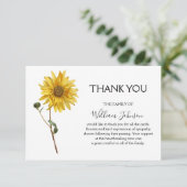 Eenvoudige zonnebloem begrafenis bedankkaart (Staand voorkant)