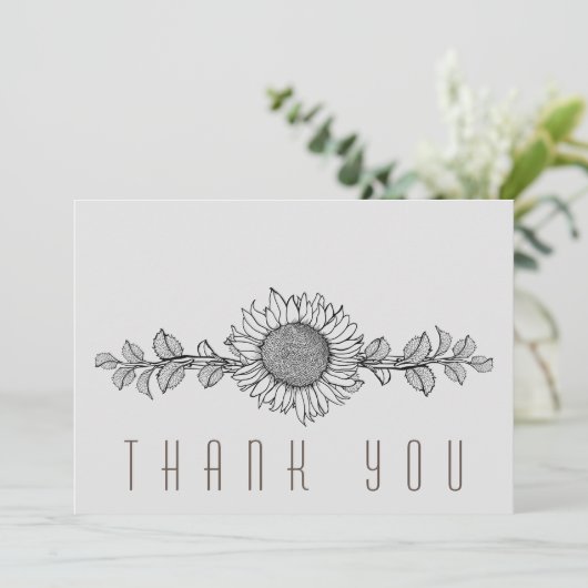 Eenvoudige Zonnebloem Begrafenis Dank u Bedankkaart (Staand voorkant)