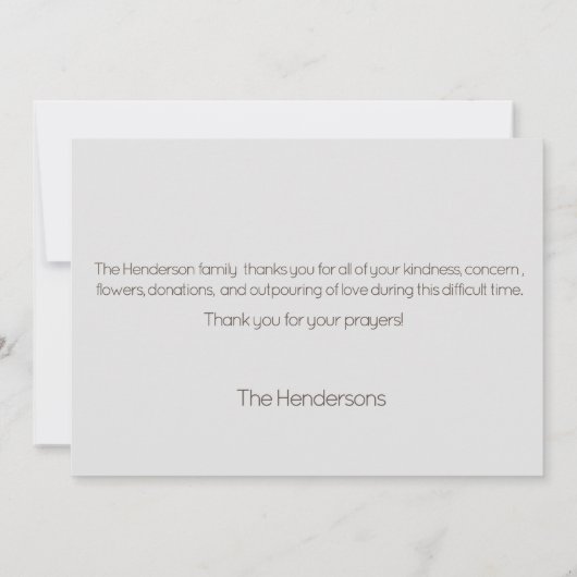 Eenvoudige Zonnebloem Begrafenis Dank u Bedankkaart (Achterkant)