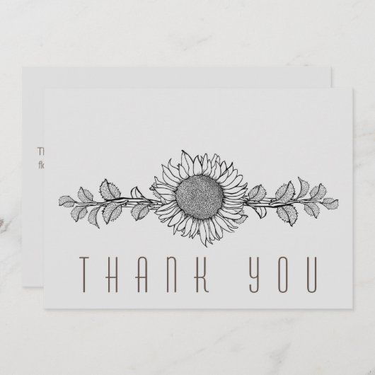 Eenvoudige Zonnebloem Begrafenis Dank u Bedankkaart (Voorkant / Achterkant)