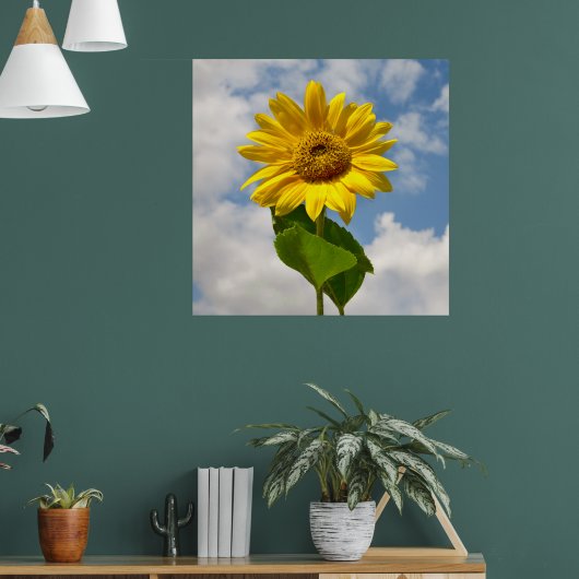 Eenvoudige zonnebloem bloem botanische fotografie  poster (Woonkamer 1)