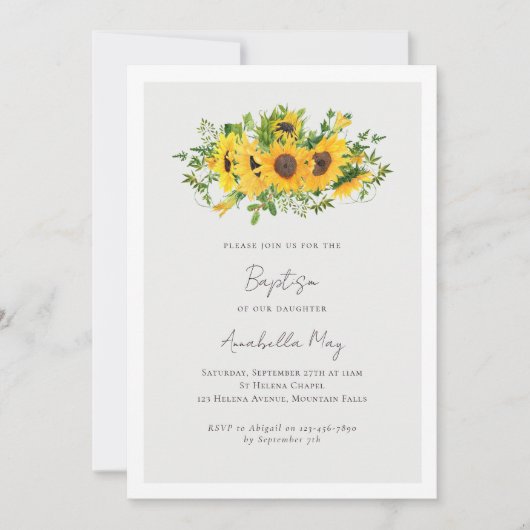 Eenvoudige zonnebloem bloemendoop kaart (Voorkant)