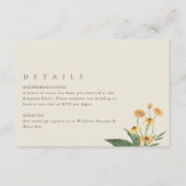 Eenvoudige zonnebloem Boho bruiloft details Informatiekaartje (Voorkant)