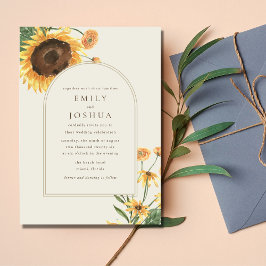 Eenvoudige zonnebloem Boho bruiloft Kaart