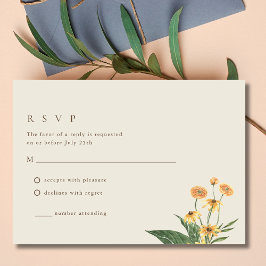 Eenvoudige Zonnebloem Boho Bruiloft RSVP Kaart