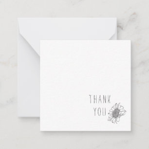 Eenvoudige Zonnebloem Dank u Monogram Blank Notitiekaartje