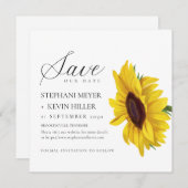Eenvoudige Zonnebloem Elegant Script Wedding Save The Date (Voorkant / Achterkant)