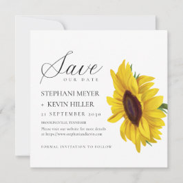 Eenvoudige Zonnebloem Elegant Script Wedding Save The Date